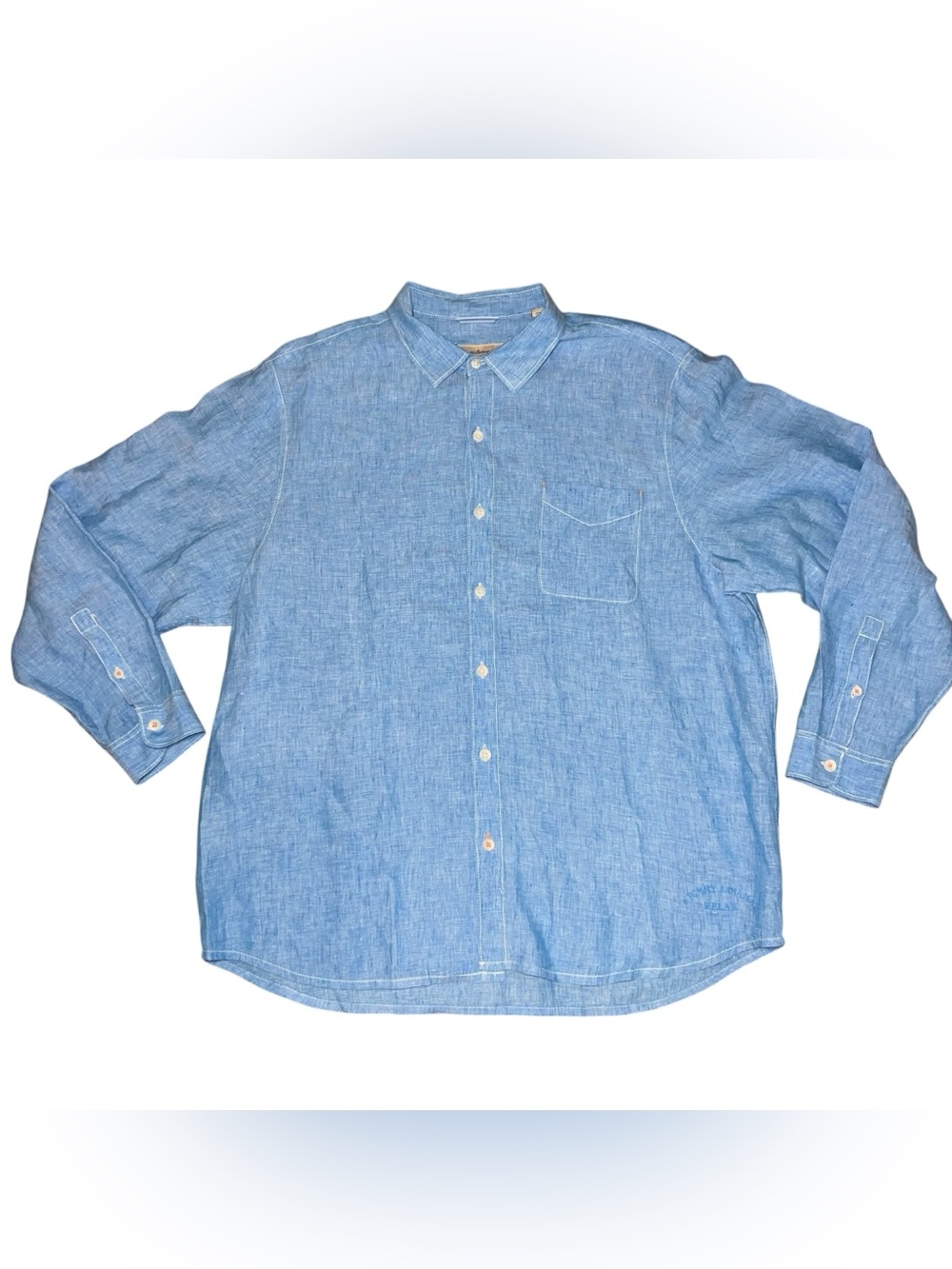 Tommy Bahama Light Blue Linen Button-Down Shirt 100% Linen XXL Casual Vacation